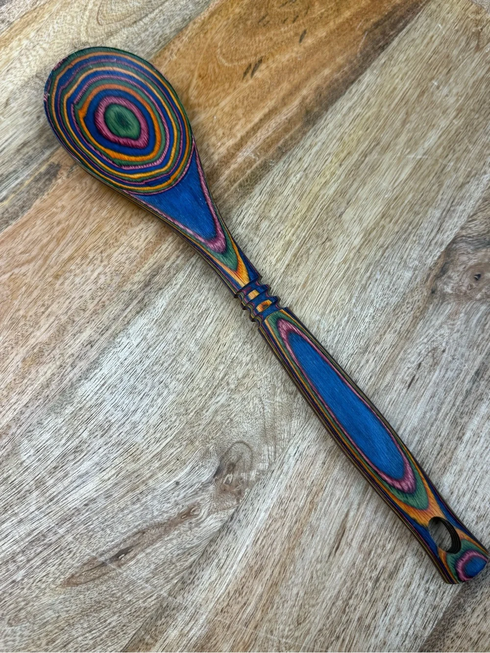 Rainbow Laminated Wood Handmade Cooking Spoon Kitchen Utensil